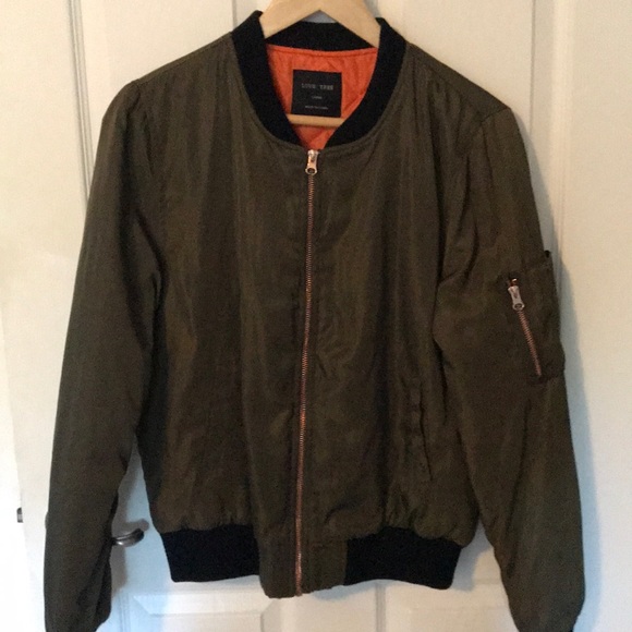 Love Tree Jackets & Blazers - Love Tree bomber jacket green rose gold zippers